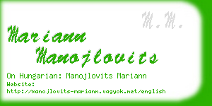 mariann manojlovits business card
